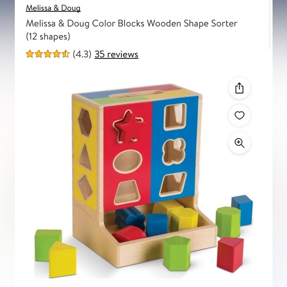 Melissa and Doug color block wooden shape sorter - Picture 1 of 8